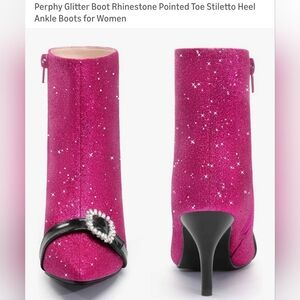 Pink Glitter Ankle Boots